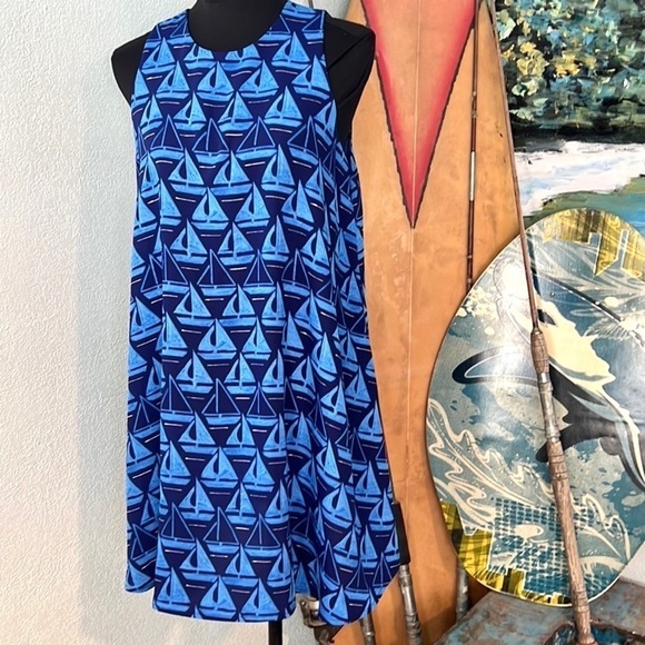 ⚓️St Tropez West,Ships Ahoy, Nautical Sailboat Trapeze Dress,Cover-Up,Size Med. - Picture 9 of 11